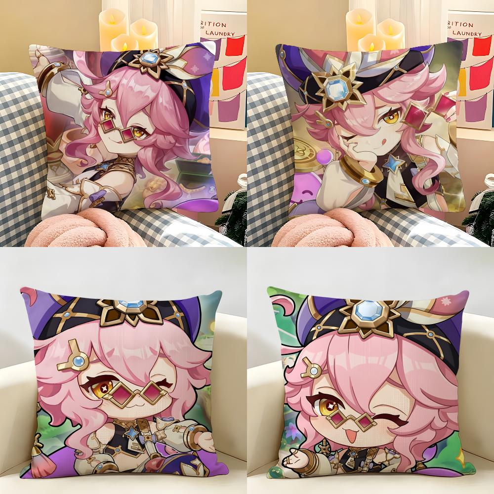 Dori Genshin Impact Cushion Cover Natural Linen Organic Fabric DoubleSided Printing Room Sofa Decor Pillow Case