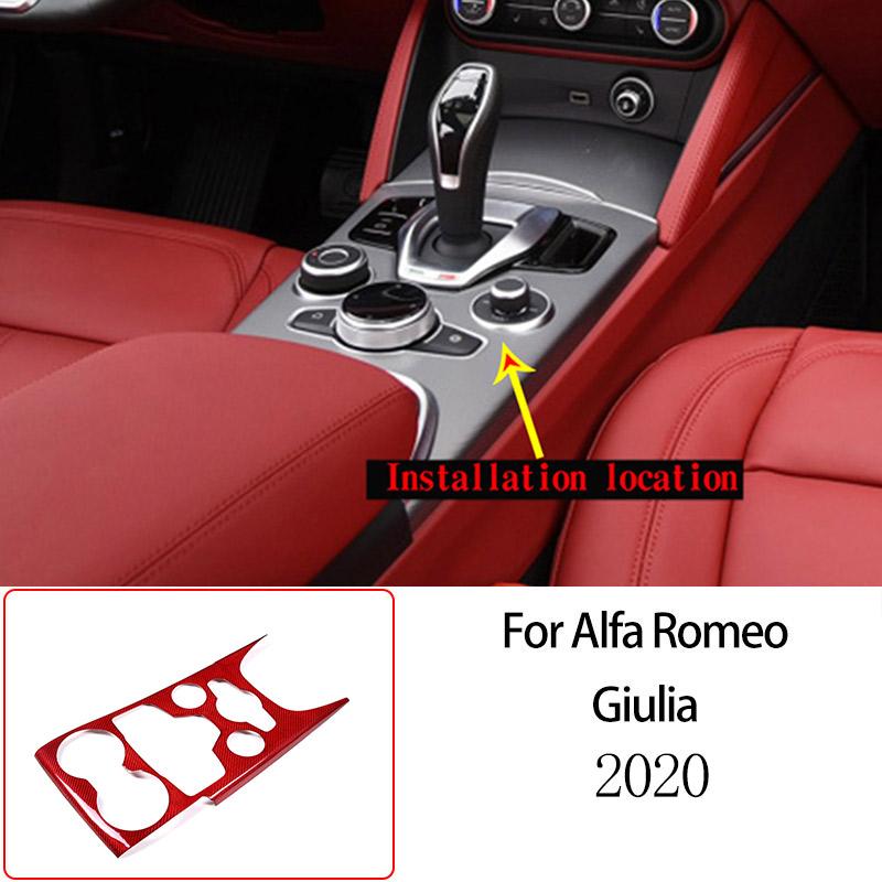 For Alfa Romeo Giulia 2017-2025 Red Real Carbon Fiber Car Interior Trim Sticker Accessories Car Modification