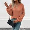 Vintage Fashion Elegant Casual Autumn and Winter Women's Long Sleeve Solid Color Sweater
