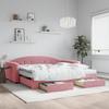 VidaXL Daybed with Trundle and Drawers Pink 100x200 Cm Velvet 3197383