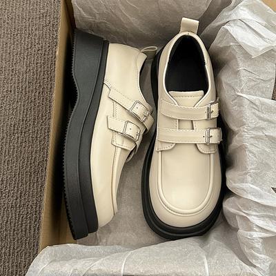 Маленькие кожаные туфли женские туфли-лодочки новые летние весенние и осенние универсальные туфли на платформе черные женские туфли