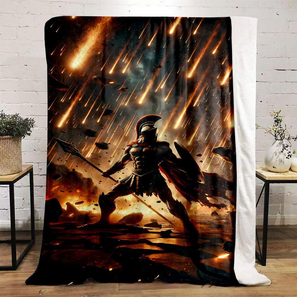 Spartan Warrior Meteor Shower Rug bedroom Blanket for Livingroom Couch lunch break Soft throw for Friend's festival Gift
