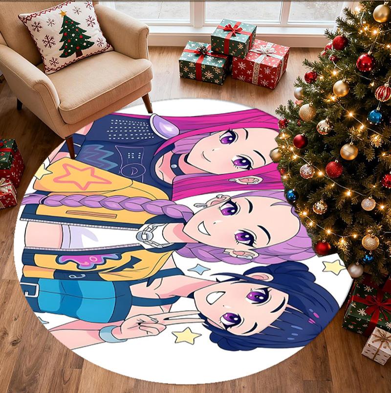 Girl group Pattern Round Rug, Indoor/Outdoor Mat, for Picnic, Gameroom, Bedroom, Office, Living Room, Home Decor Carpet, Birthday Gift