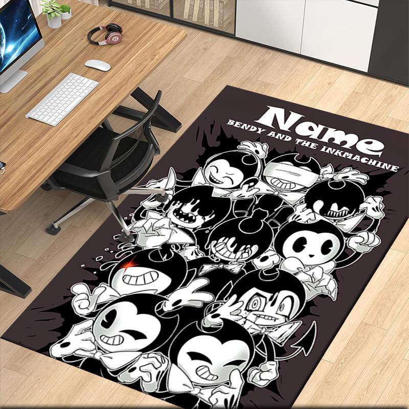 Custom Name Bendy and the Ink Machine Printed Carpet, for Office Chair Living Room Bedroom Kitchen Room Decor Gifts.