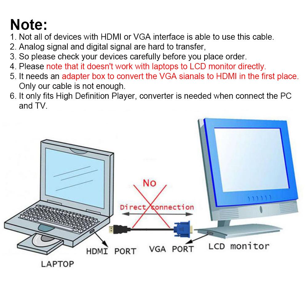1,8 м/3 м кабель HDMI-VGA между мужчинами 1,8 м видеоадаптер только для HD-плеера на HDTV