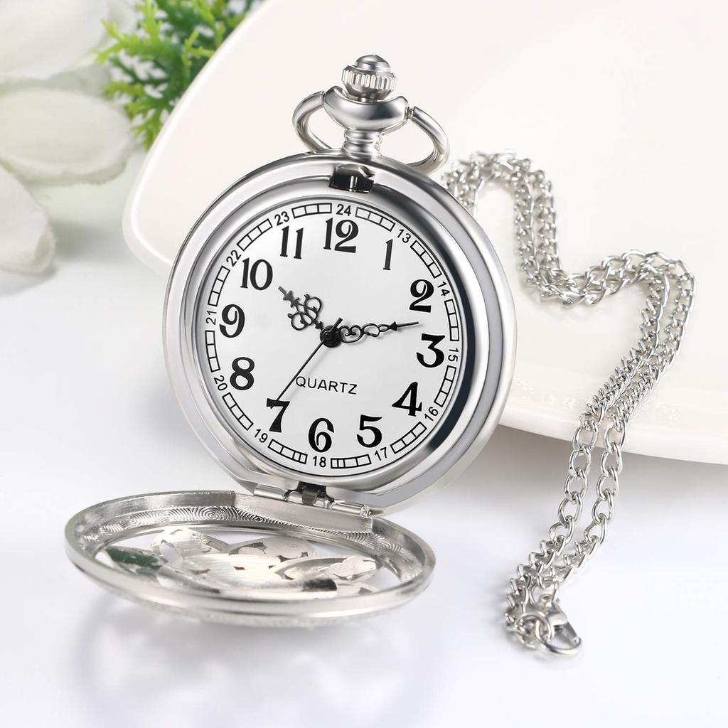 JEWELRYWE карманные часы Sasanqua цифры аналоговые водонепроницаемые скелетон корпус антикварные карманные часы кулон ожерелье часы серебро повседневное использование косплей