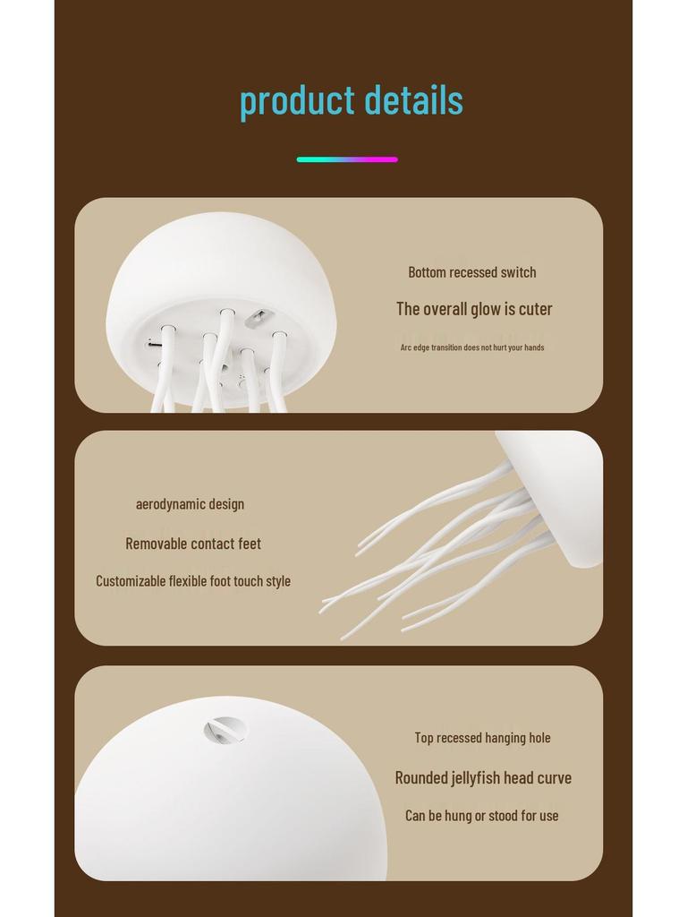 Умная лампа-медуза с голосовым управлением: Креативный плавающий атмосферный ночник с подвижными, плавающими щупальцами