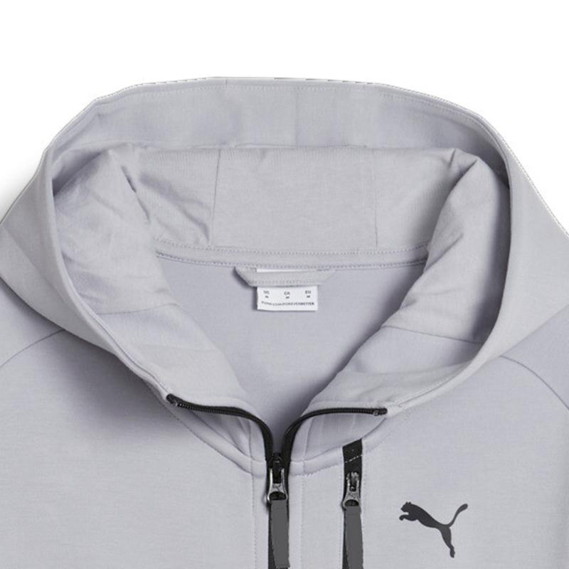 Puma Спортивная повседневная трикотажная куртка с капюшоном на молнии с цветными блоками, мужская серая куртка 626143-63