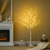 Artificial birch tree with LEDs, flexible branches, plastic and metal, 150 cm, white