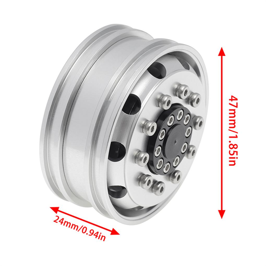 2Pcs Wheel Hubs Alloy Front Tire Rim Upgraded Modified Replace 1/14 Remote Control Car Replacement for Tamiya