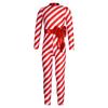 Girls Candy Cane Costume Striped Design Long Sleeve Bow Knot Bodysuit Dance Jumpsuit Christmas Party Outfit