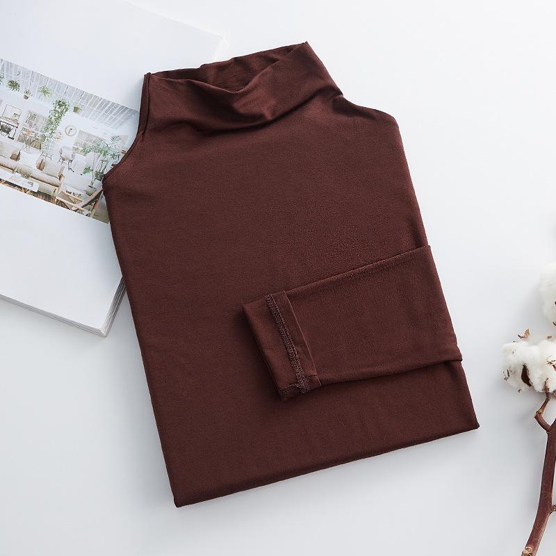 Женский топ-топ из модала с высоким воротом и длинными рукавами, осень 2023 года