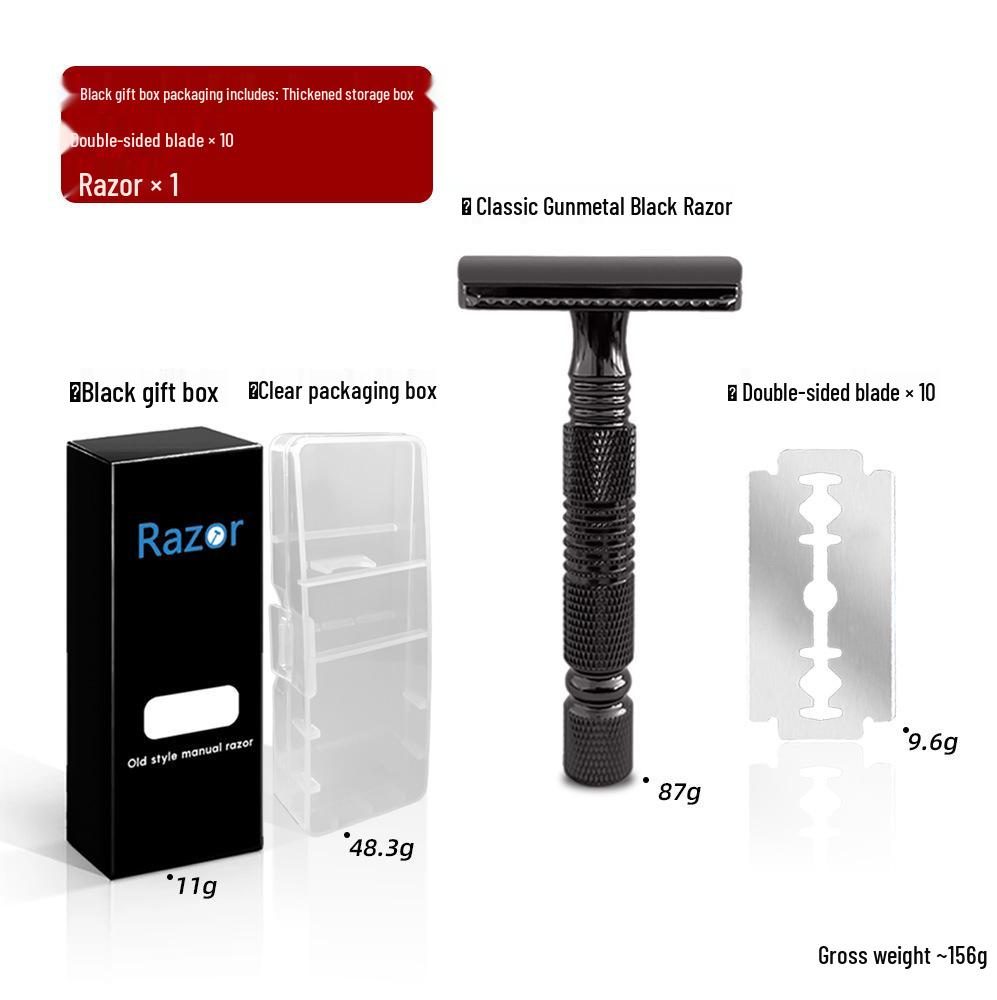 Pure Copper Handle Double-Sided Old-Fashioned Manual Razor for Men