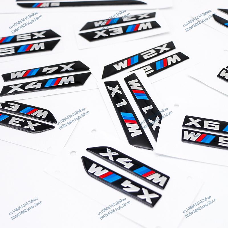 2Pcs Premium Fender Side Badge Emblem for BMW M Power X1 X2 X3 X4 X5 X6 Glossy Black Sticker Logo 6.8cm 8.4cm Car Styling Decor HG5