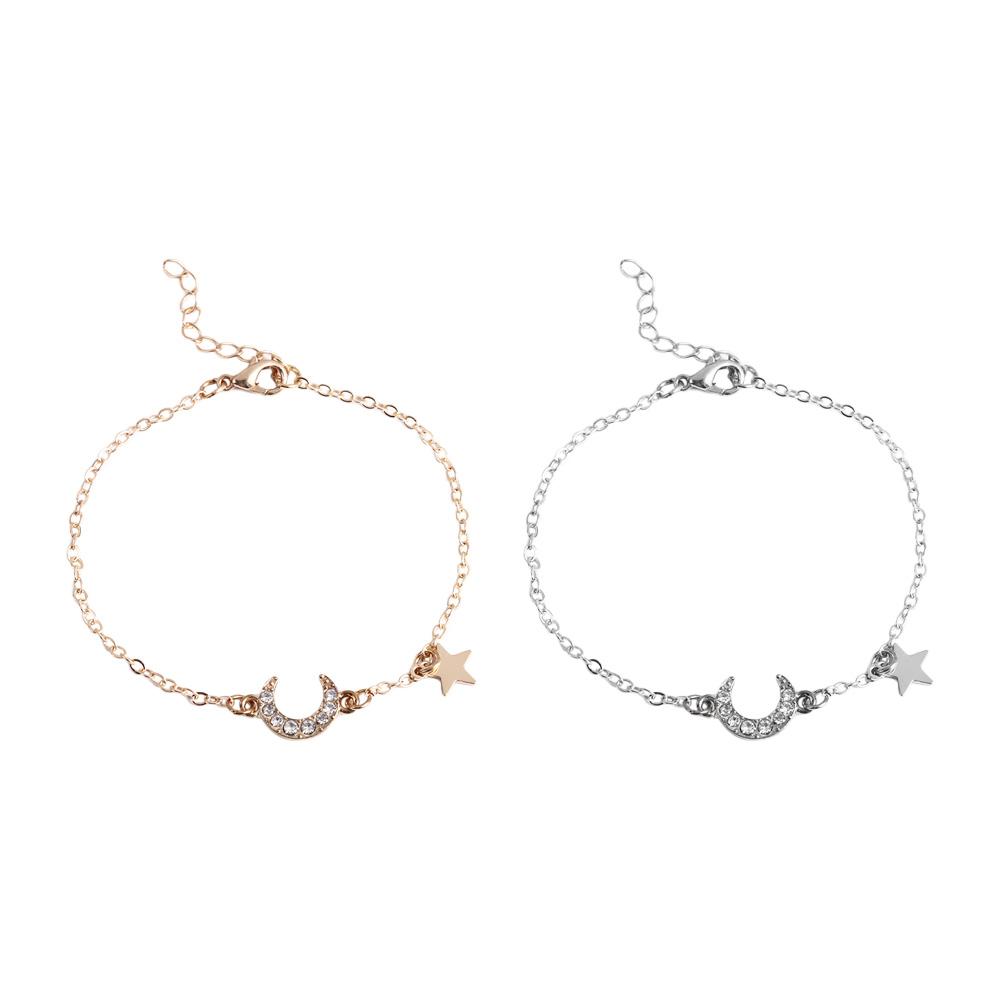 Модные украшения из страз S925 Женские Браслеты на запястье Звезда Луна Браслет-подвеска