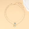 Women Necklace Double-layered Shell Starfish Charm Faux Pearl Decor Adjustable Length Ocean Theme Clavicle Ncklace Prom Party Cosplay Neck Jewelry