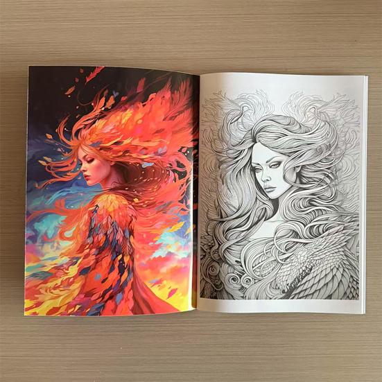 Anime Characters Coloring Book for Adults Teens Skull Woman Coloring Book DIY Stress Relief Art Book