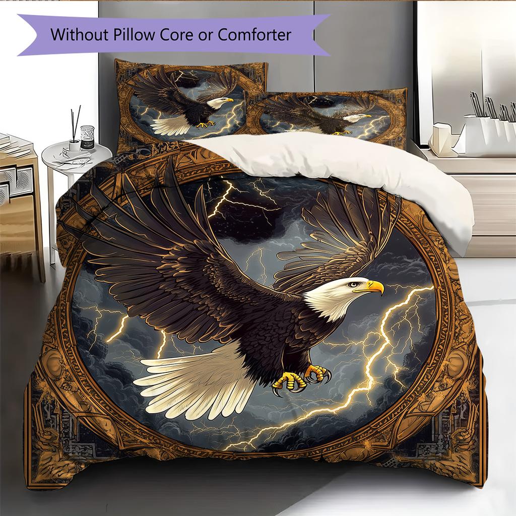Lightning eagle Pattern Bedding Quilt Set Quilt Cover Pillowcase Home Decoration Gift (1 * duvet cover + 2 * pillowcase, without core)