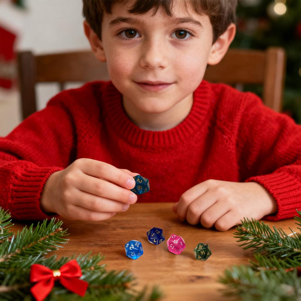 Рождественский адвент-календарь с набором кубиков, 24-дневный подарок для отсчета времени до Рождества, подходит для любителей ролевых настольных игр