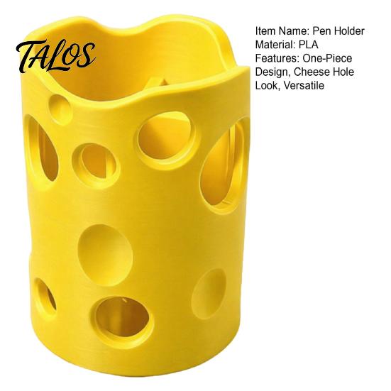 Talos 3D-печатный держатель для ручек в виде сыра, настольный органайзер большой емкости с гладкими краями и съемными разделителями, коробка для хранения канцелярских принадлежностей для ручек и карандашей