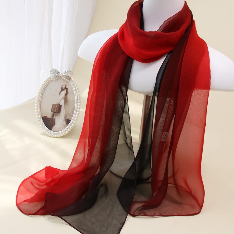 Spring Style Cicada Wings Long Silk Scarf for Women Spring and Autumn Thin Style Fashionable and Versatile Georgette Multi-color Printed Long Scarf