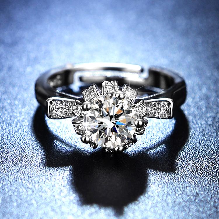 Женское кольцо с имитацией муассанита, однокаратный бутон цветка, кольцо с шестью когтями