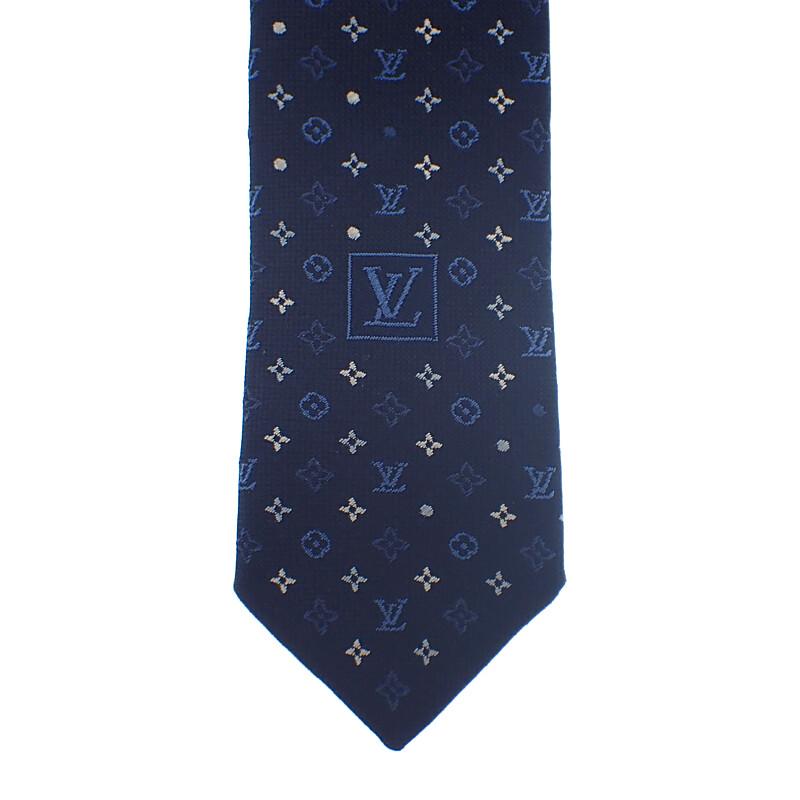 Louis Vuitton M76844 Галстук Monogram темно-синий шелковый мужской
