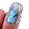 Натуральный драгоценный камень лабрадорит 925 пробы стерлинговое серебро ювелирное кольцо размер 7 a3R13