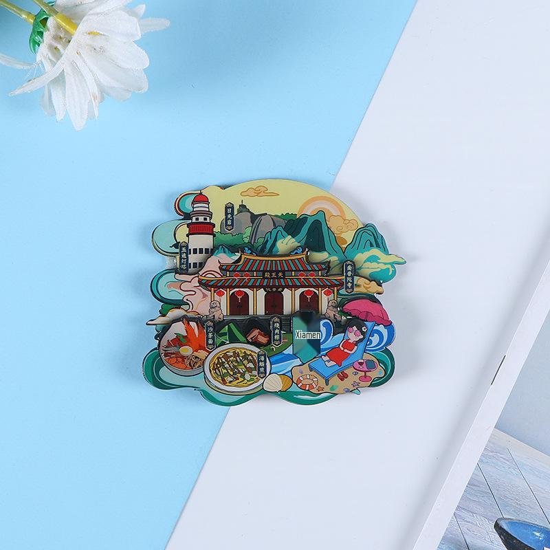 Национальный город Живописный Мультяшный Деревянный Эпоксидный Магнит на Холодильник