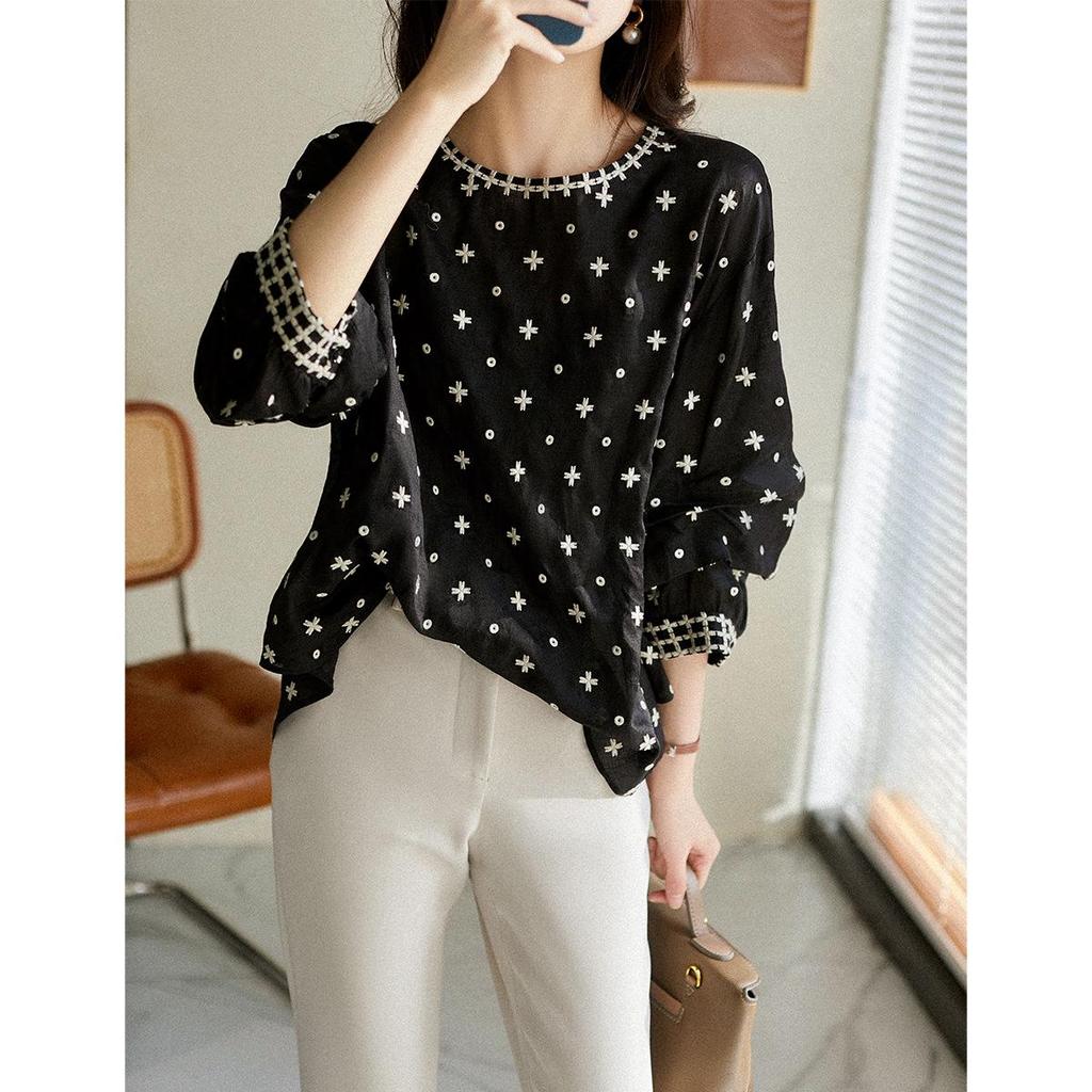 Топ-бэбидолл с пышными рукавами и тяжелой вышивкой для женщин XYG482408MG – Коллекция Японии и Кореи