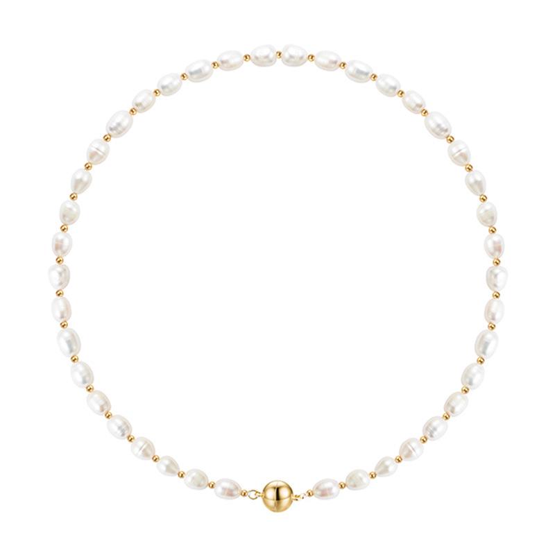 S925 Silver Rice Grain Pearl Necklace: Elegant Women's Clavicle Chain with a Niche Design, Versatile and Stylish Pendant.