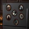 Halloween Refrigerator Magnets Wooden Magnetic Fridge Magnets, Vintage Gothic Witch Ghost Photo Spooky Metal Locker Decorations Frame, Waterproof
