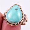 Natural Tibetan Turquoise Gemstone 925 Solid Silver Two Tone Ring Size 10US j4D44