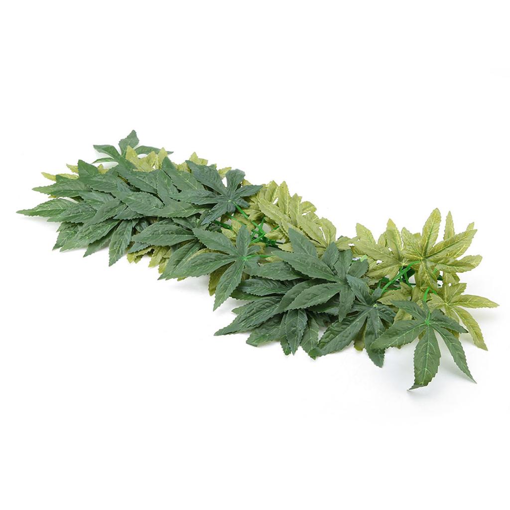 Green Artificial Plant Fake Leaves Aquarium Fish Tank Reptile Terrarium Ornaments Decor