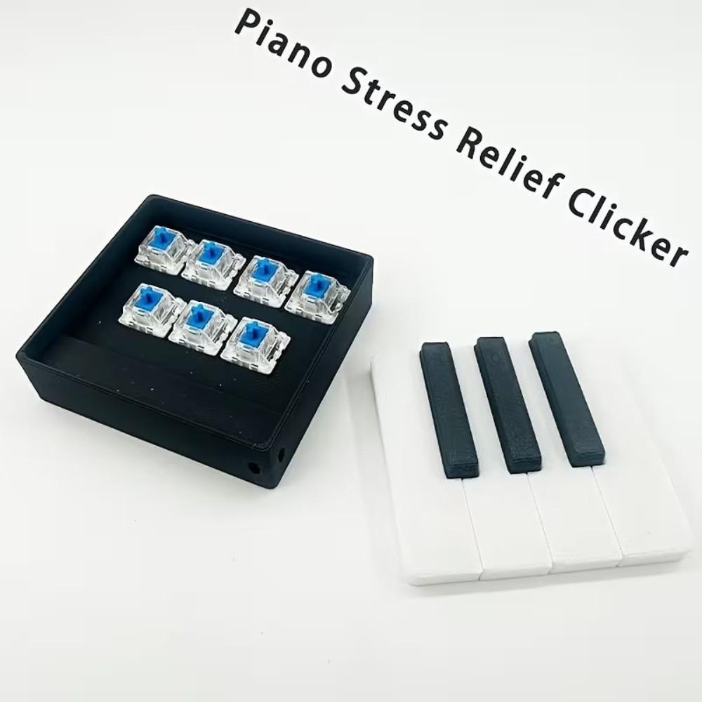 Novelty Piano Stress Clicker Keychain 5-key Press Piano Key Fidget Figurine  Backpack