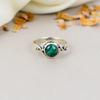 Malachite Gemstone 925 Sterling Silver Round Gemstone Handmade Ring For Women