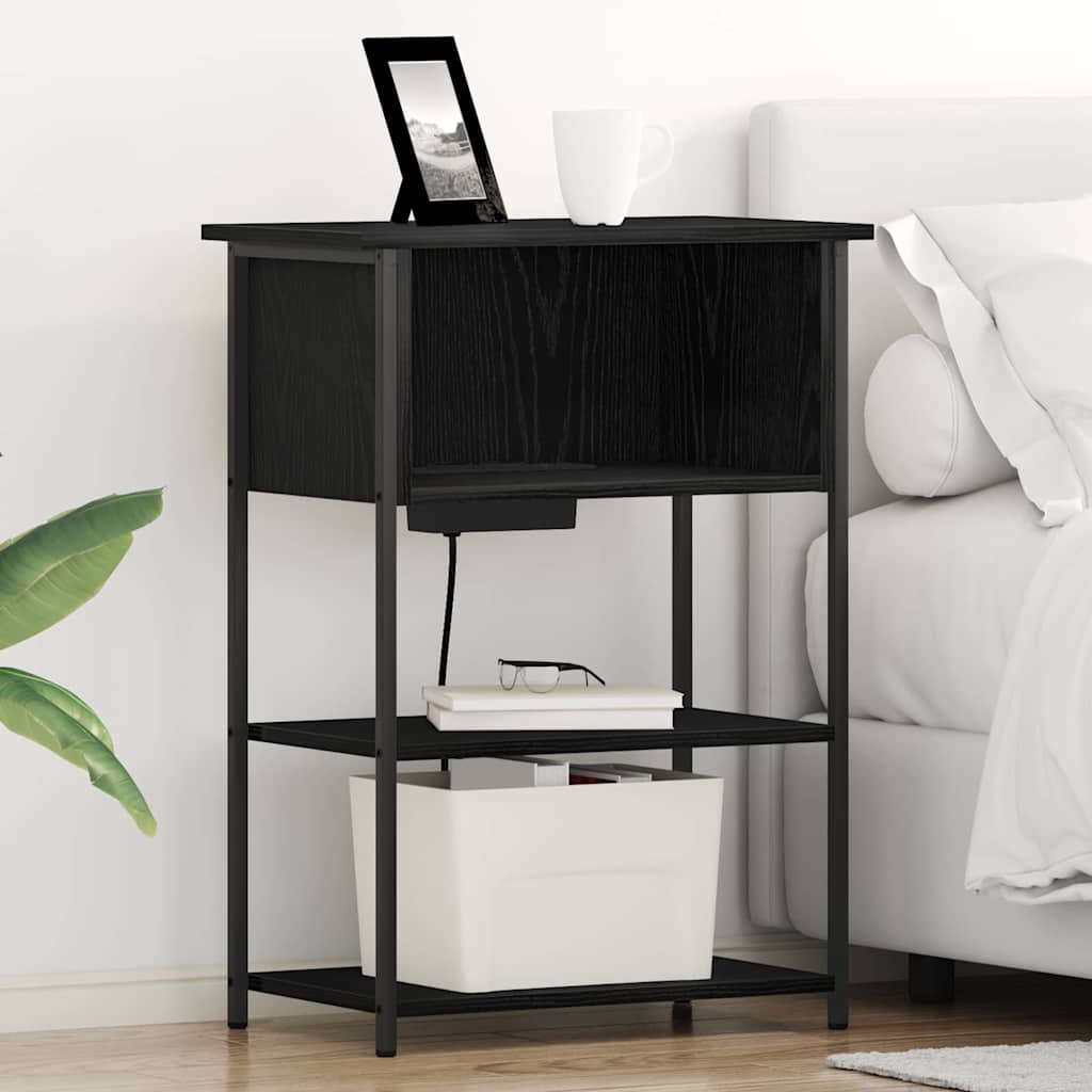 Nightstand Black Oak Look 55 x 31 x 76 cm Engineered Wood