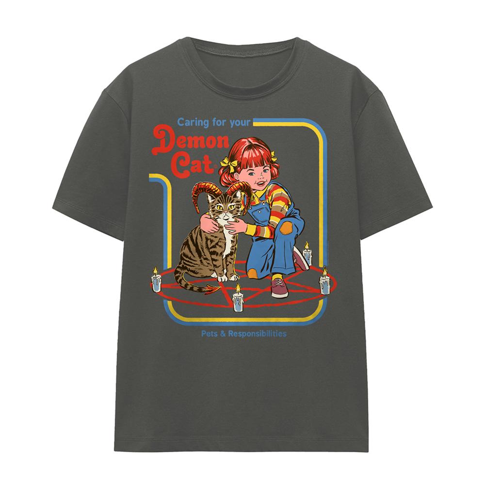 Steven Rhodes Unisex Adult Caring For Your Demon Cat T-Shirt