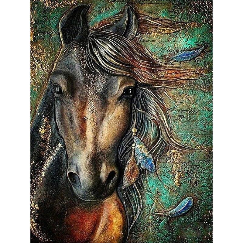5D DIY Алмазная картина Набор Скачущая лошадь Алмазная вышивка Стразы Украшения для дома
