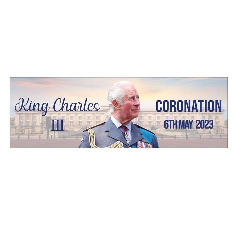 King Charles Iii Coronation Flag Premium Polyester Fabric 50x150cm