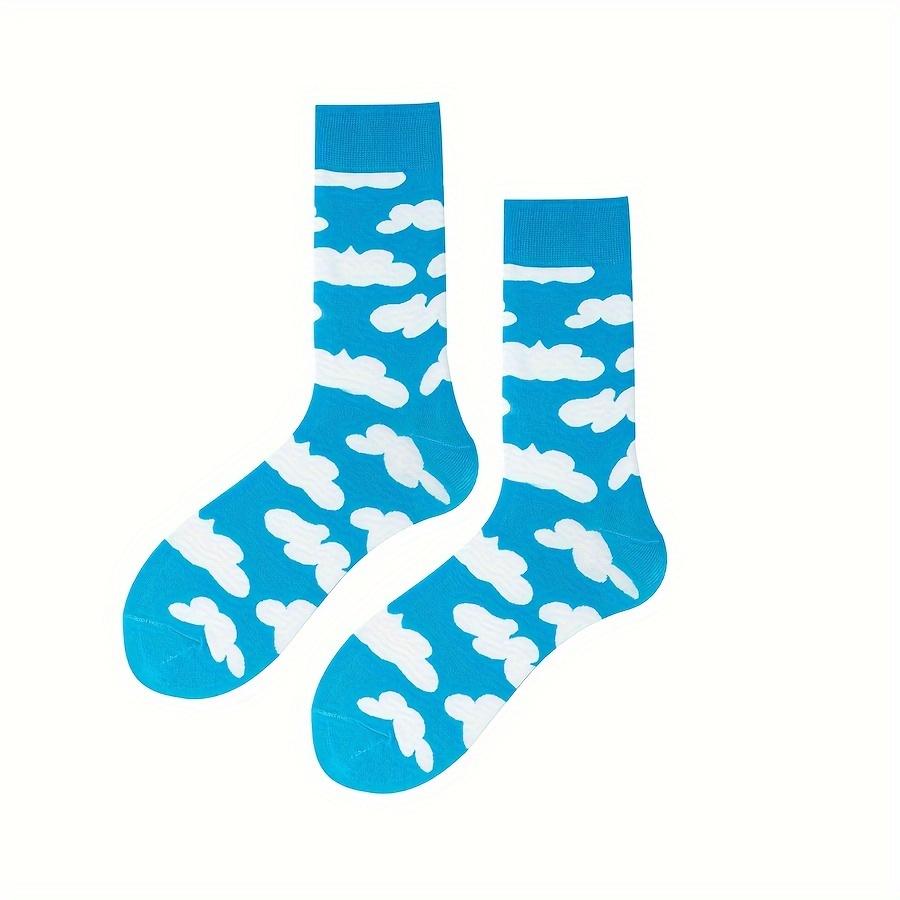 1 пара новых мужских носков с рисунком «белые облака» на осень и зиму