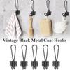 Black Vintage Decor Storage Rack Wall Mount Door Key Holder Clothes Hanger Coat Hooks Organizer