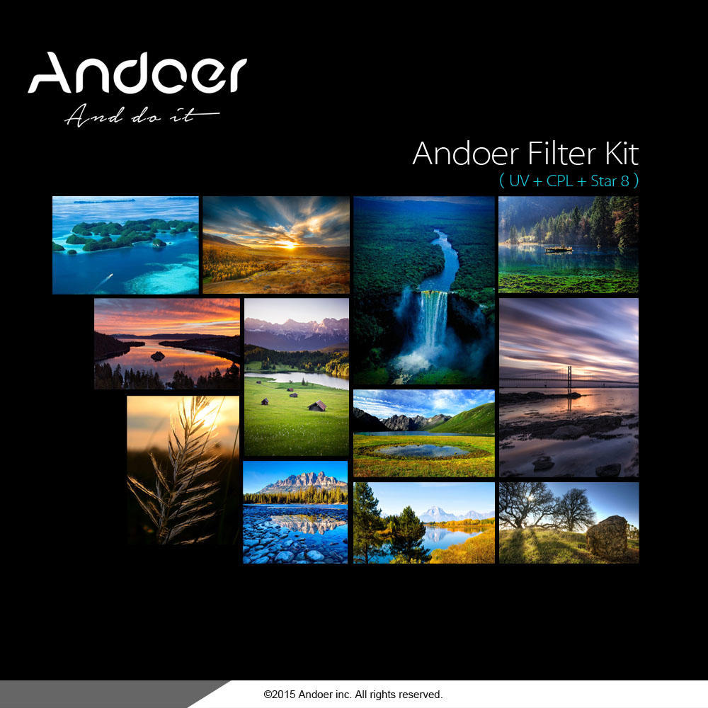 Andoer 67mm Filter Set UV + CPL + Star 8-Point Filter Kit with Case for Canon Nikon Sony DSLR