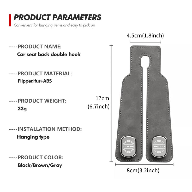 juchq4 For Volvo Suede Car Seat Headrest Hook Double Head Hanger Auto Accessories XC60 XC90 S60 S80 V60 C70 S40 C30 V90 V60 C40 XC40