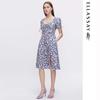 ELLASSAY Women's French Square Neck Floral Midi Dress