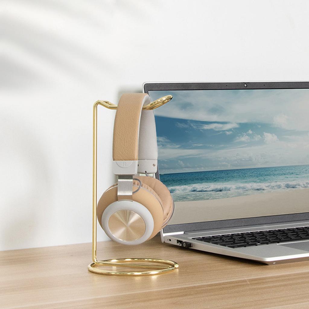 Metal Headset Holder Rugged Space Saving Desk Headphone Stand Holder with Stable Base