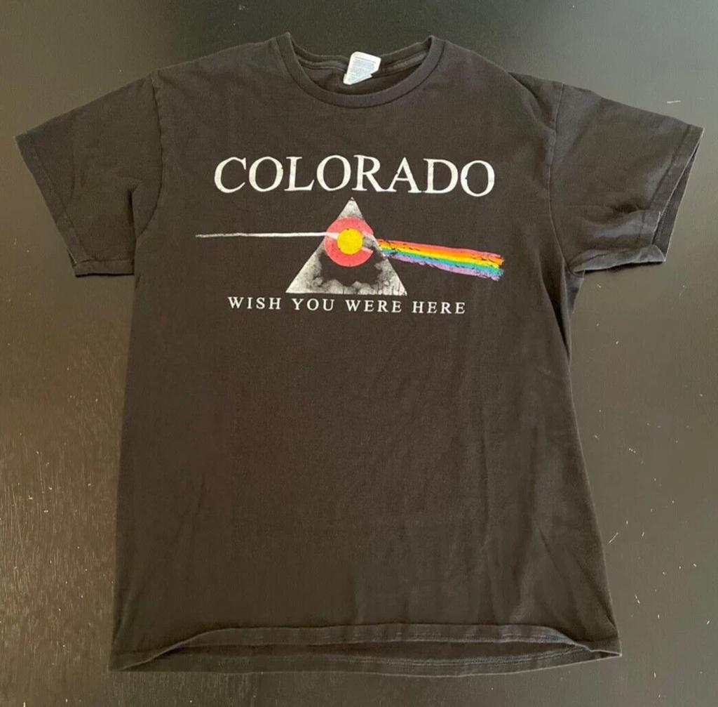Colorado, Wish You Were Here / Prism & Rainbow 100% Cotton T-shirt Mens Tees Top, MEDIUM
