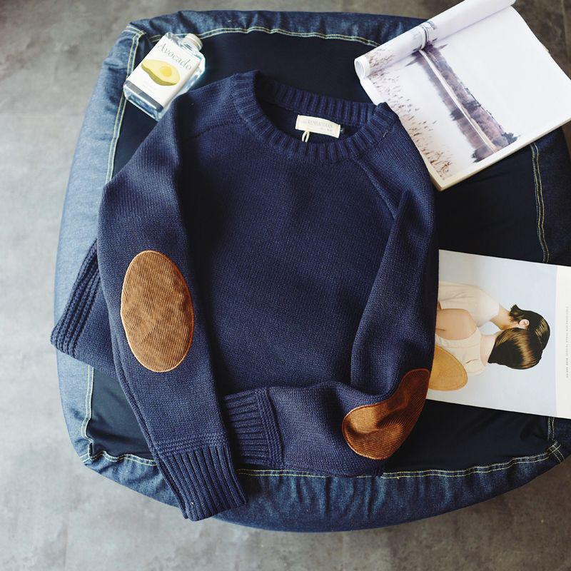 Мужской трендовый корейский свитер с аппликацией 2025 года - Утепленный, Стильный, Универсальный трикотаж.