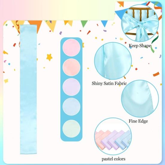 6 Pcs Pink Chair Sash Satin Chair Bows Decorative Chair Ribbons Ties