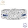 WUIHA Vintage 925 Sterling Silver Lab Sapphire High Carbon Diamonds Gemstones Bracelet Bangle Cocktail Fine Jewelry Wholesale